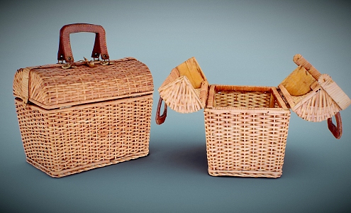 Wicker Basket Bag Bamboo Wided Bag Vegetable Basket Bamboo Basket Women's Bag Luggage Satchel 3d model