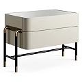 Modern Beige Nightstand With Single Drawer Black Metal Frame And Gold Accent Legs