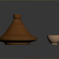Traditional Terracotta Tagine Pot And Small Serving Bowl For Home Kitchen Use