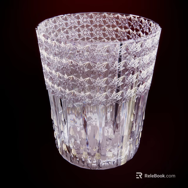 Transparent Crystal Glass Cup With Intricate Carved Patterns And Decorative Design 3d model 