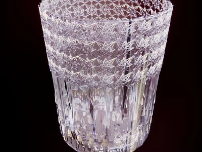 Transparent Crystal Glass Cup With Intricate Carved Patterns And Decorative Design 3d model