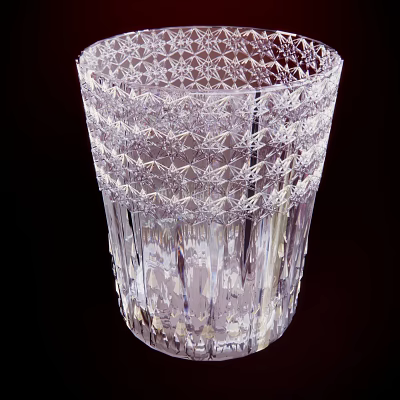 Transparent Crystal Glass Cup With Intricate Carved Patterns And Decorative Design 3d model