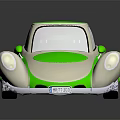 Vintage Style Sports Car With Green And Beige Sleek Body And Reflective Surface