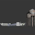 Industrial Equipment Collection Featuring Water Towers Control Panels And Machinery Units