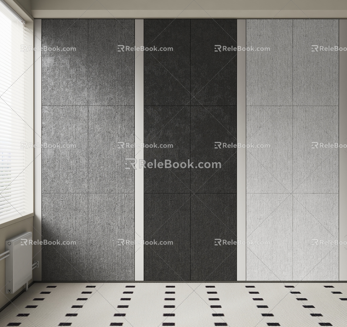 Modern background wall with rough stone 3d model