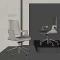 Light Gray and Dark Green Modern Office Chairs with Designer Metal Base and Caster Wheels