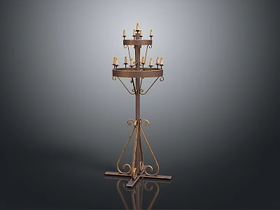 Classic Metal Candelabra With Intricate Stand Design And Multiple Candle Holders 3d model