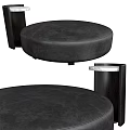 Modern Round Leather Coffee Table With Wooden Frame And Marble Side Table 3d model