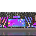 Colorful Stage Design With LED Screen Geometric Decor And Bright Lights
