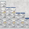 Modern Shoe Cabinet With Multiple Layers Open Compartments And Neatly Arranged Shoes