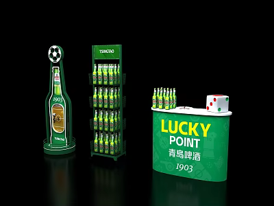 Commercial Snow Beer Display Equipment with Bottle Stand Multi Tier Shelves and Lucky Point 1903 3d model