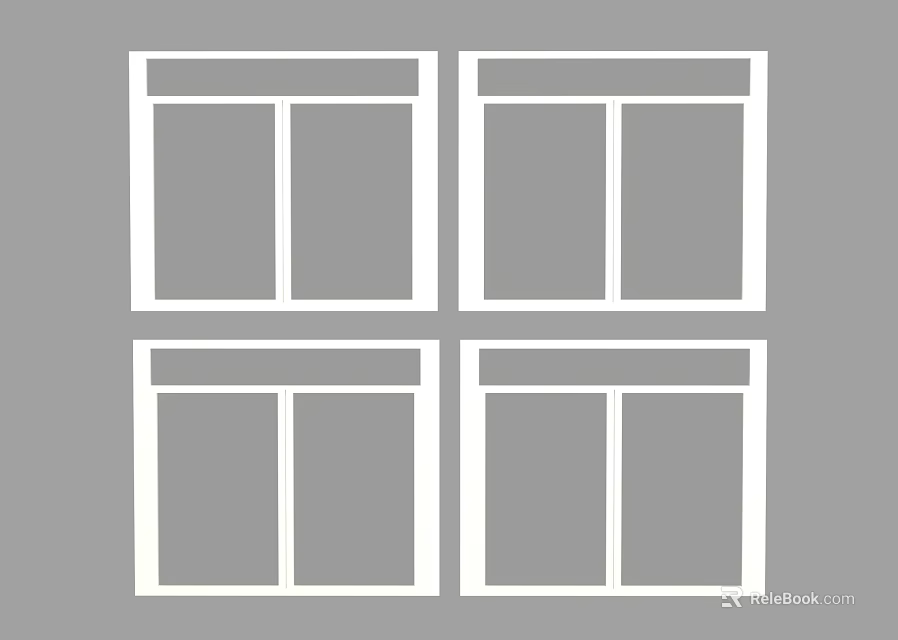 White Framed Casement Windows With Double Panel Design For Residential Use 3d model 