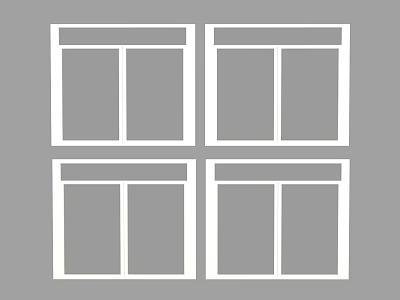 White Framed Casement Windows With Double Panel Design For Residential Use 3d model