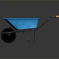 Durable Blue Plastic Wheelbarrow With Black Wheel And Orange Handles