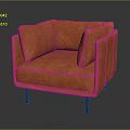 Modern Orange Fabric Single Sofa With Black Legs And Comfortable Cushions