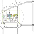 Modern School Building With Glass Facade White Frame And Front Lawn Area