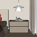 Modern Light Colored Bedroom Bedside Table With White Lamp High Heels And Books