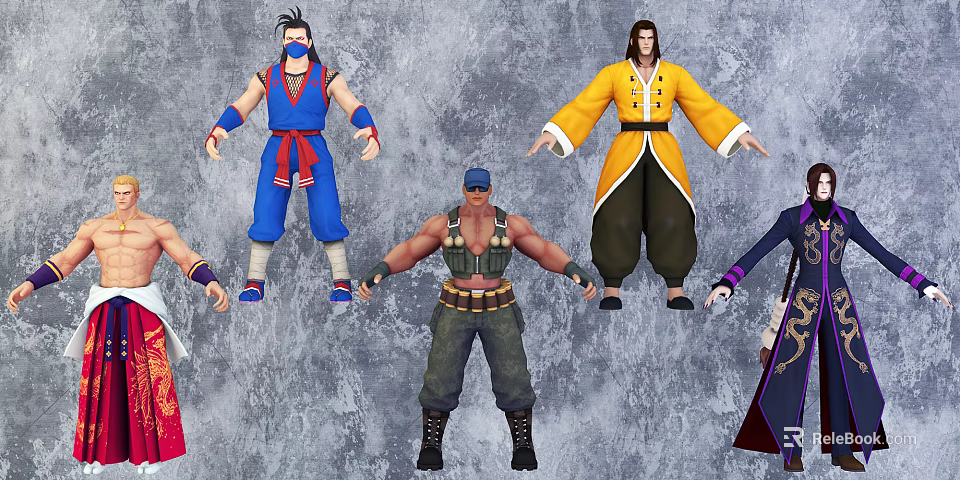 Game and Movie Characters With Various Costumes And Diverse Standing Poses 3d model 