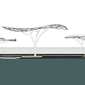 Modern White Tree Like Canopy Structures Over Water With Sky Reflections 3d model
