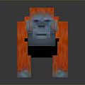 Pixel Style Gorilla Creature With Red Orange Body And Blue Accents