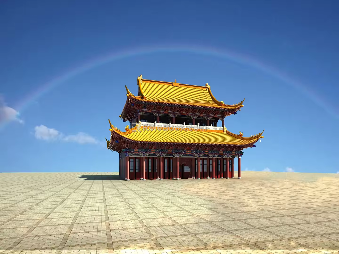Chinese ancient building hall 3d model
