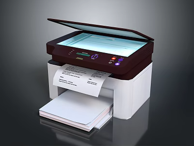 Multifunction Electronic Printer With Scanner Control Panel And Paper Tray For Document Output 3d model