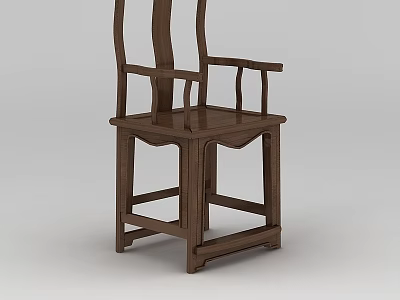 Traditional Chinese Wooden Chair Furniture With Armrests And Backrest Design 3d model