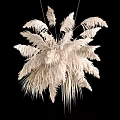 Hanging Cream White Feathery Dried Flowers Decorative Arrangement on Black Background