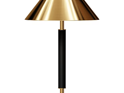 Stylish Modern Table Lamp With Golden Conical Shade And Black Cylindrical Pole 3d model