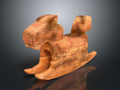 Handcrafted Brown Wooden Rocking Horse Classic Design For Children Household Item 3d model