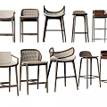 Bar Stools With Various Designs Wooden Frame And Woven Seat Backrest