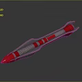 Futuristic Weapon Red Missile With Transparent Casing Showing Silver Spring And Blue Components