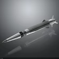 3D Rendered Modern Military Missile Featuring Sleek Metallic Body And Rocket Propeller Design