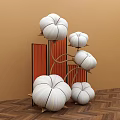 Photo Spot With White Pumpkin Shaped Decorations Red Vertical Strips Orange Background And Wooden Floor