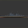 Realistic Naval Battleship Scale Model with Turrets Antennas and Deck Details