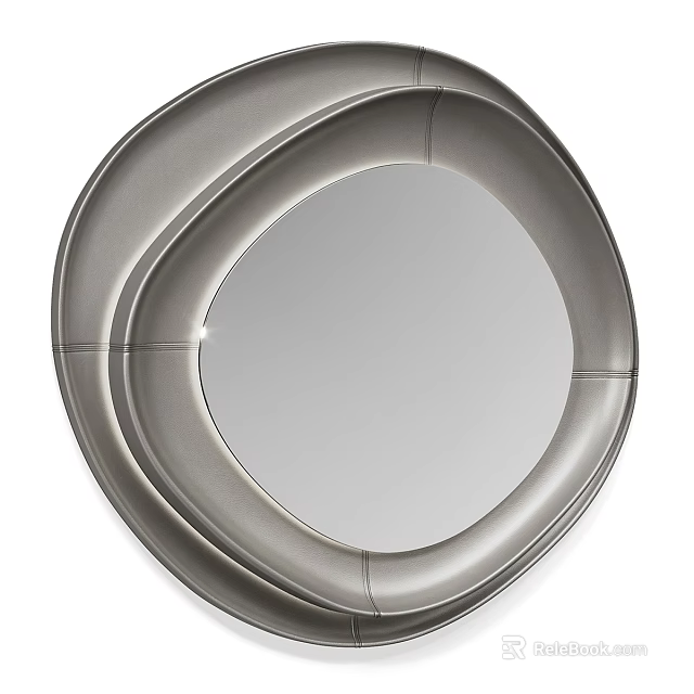 Round Mirror With Curved Metal Frame And Modern Design For Home Decoration 3d model 
