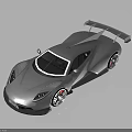 Silver High Performance Sports Car with Sleek Aerodynamic Design Large Rear Spoiler and Alloy Wheels