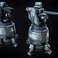 UNSC Automated Weapon Turret With Mechanical Structure Sturdy Base And Long Barrel