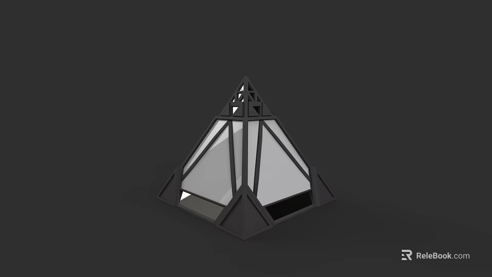 Modern Geometric Figure Display Cabinet With Glass Doors And Shelves 3d model 