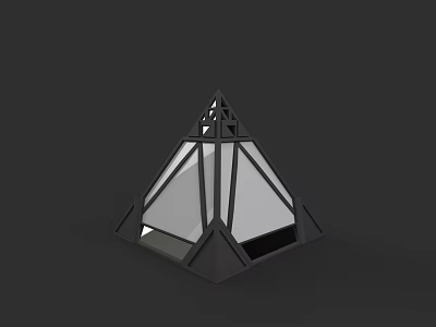 Modern Geometric Figure Display Cabinet With Glass Doors And Shelves 3d model