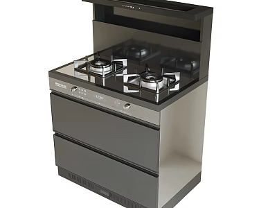Integrated Kitchen Appliance With Four Burner Gas Cooktop Built in Range Hood And Storage Drawers 3d model