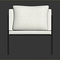 Modern Leisure Accent Chair With Black Metal Frame And White Cushion
