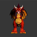 Fierce Fantasy Game Character Red Dragon With Yellow Wings And Belly
