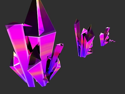 Vibrant Purple Pink Crystals With Geometric Facets And Iridescent Glow On Dark Background 3d model