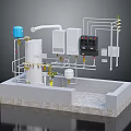 Industrial Machinery Setup With Pipeline System Valves Control Panel And Storage Tank
