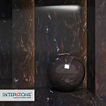 Dark Marble Decorative Components With Spherical Vase And Textured Wall Panels