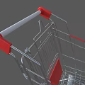 Commercial Shopping Cart with Metal Frame Red Accents and Durable Wheels for Retail Store Use