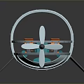 3D Model of Futuristic Vehicle with Circular White Frame Orange Seats Blue Cushion and Propeller