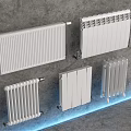 White Radiators In Various Modern Styles Mounted On Grey Wall Interior Design