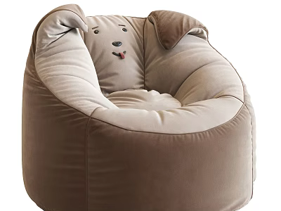 Bean Bag Chair Dog Shaped Brown And Beige Velvet Cozy For Living Room Relaxation 3d model